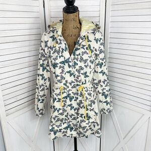 ModCloth In With Whimsical Butterfly Print Anorak Utility Jacket Cream Small
